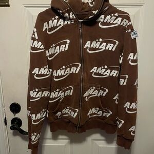 AMARI star Brown Hoodie with Zip-Up